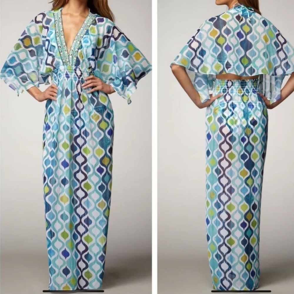 Trina Turk Ogee Swim Cover Up Maxi Dress - in Blue